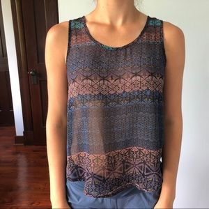 Flowy summer top with open back.